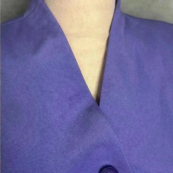 Maggy London 100% Silk Size 10 Purple Classic Jacket Faux Pockets - Picture 4 of 13